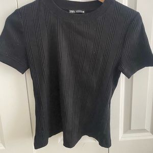 Zara black ribbed shirt